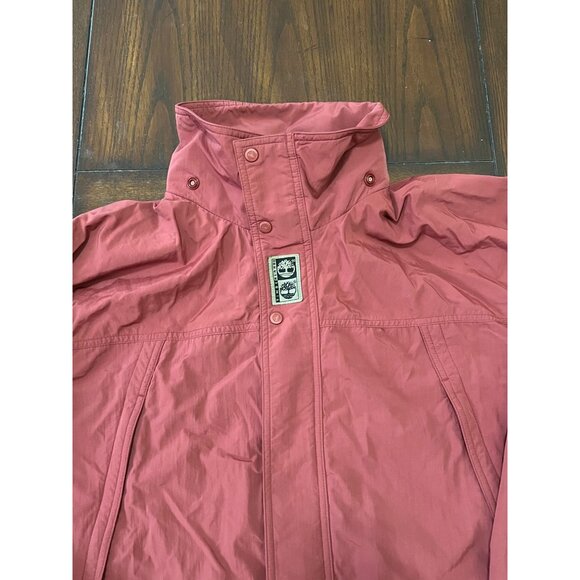 Timberland Jacket Red Full Zip Nylon Lightweight Coat Mens Large Vintage Y2K 90s - Picture 2 of 8